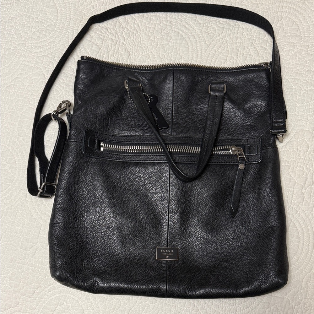 Fossil Black Leather Crossbody Bag